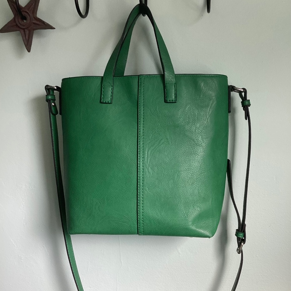 Zara Small Green Tote Shopper Crossbody